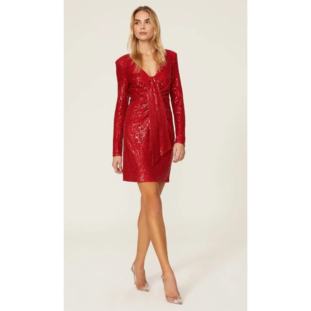 One33 Social Sequin Drape Dress in Red Size 2